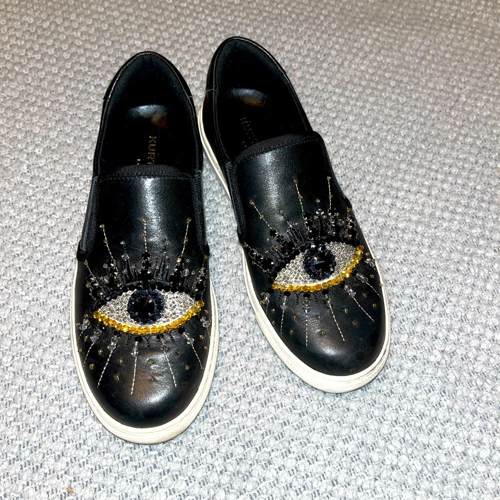 Black Leather Slip Ons